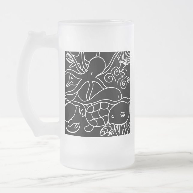 Night Swimming Frosted Glass Beer Mug (Left)