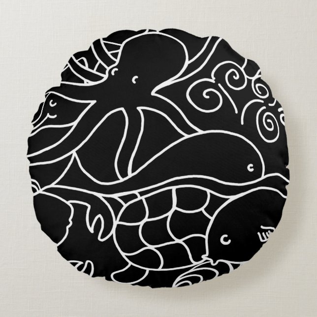 Night Swimming Round Cushion (Front)