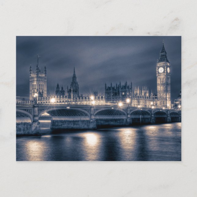 Night time at the Houses of Parliament, London Postcard (Front)
