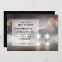 Night Time Drive By Birthday Party Invitation