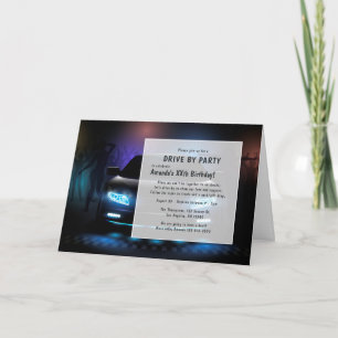 Night Time Drive By Birthday Party Invitation