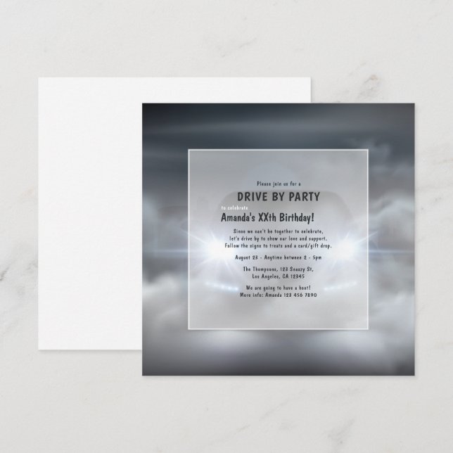 Night Time Drive By Birthday Party Invitation (Front/Back)