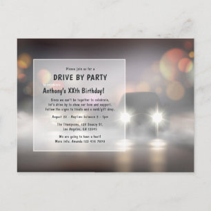 Night Time Drive By Birthday Party Postcard