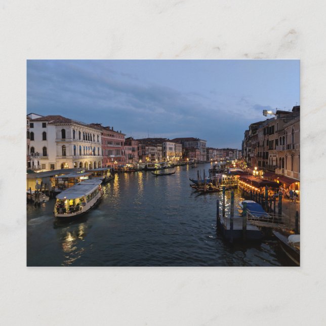 Night time on the Grand Canal, Venice, Italy Postcard (Front)