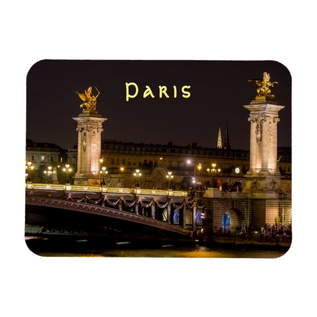 Night time over Pont Alexandre III bridge - Paris, Magnet (Horizontal)