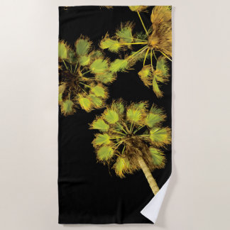 Night Time Palm Trees Beach Towel
