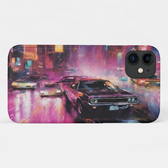 Night-time Street Racing in Vibrant City Case-Mate iPhone Case (Back (Horizontal))
