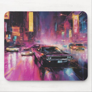 Night-time Street Racing in Vibrant City Mouse Mat