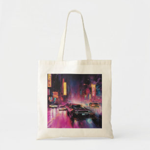 Night-time Street Racing in Vibrant City Tote Bag