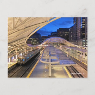 Night Time Union Station with A-Line Train to DIA Postcard