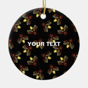 Night time with Glowing Fireflies Ceramic Tree Decoration