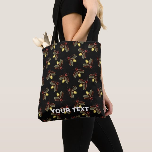 Night time with Glowing Fireflies Tote Bag (Close Up)