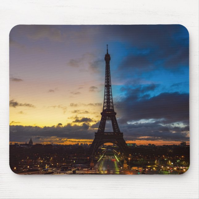 Night to Day over Eiffel tower from Trocadero Mouse Mat (Front)