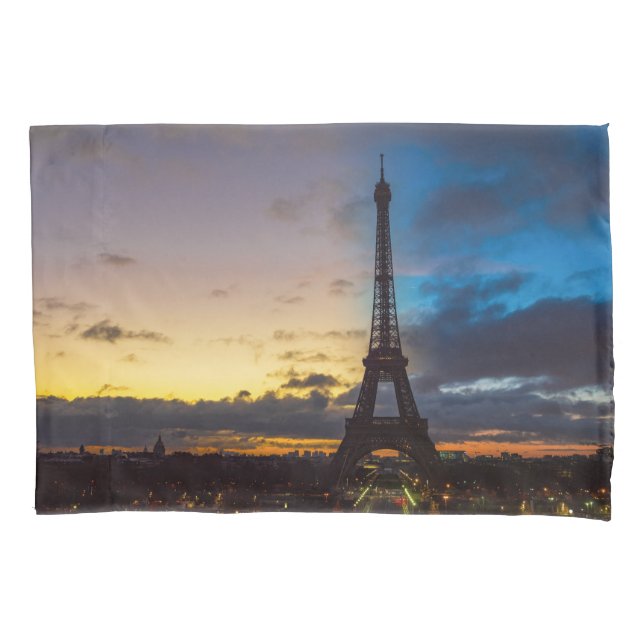 Night to Day over Eiffel tower from Trocadero Pillowcase (Front)