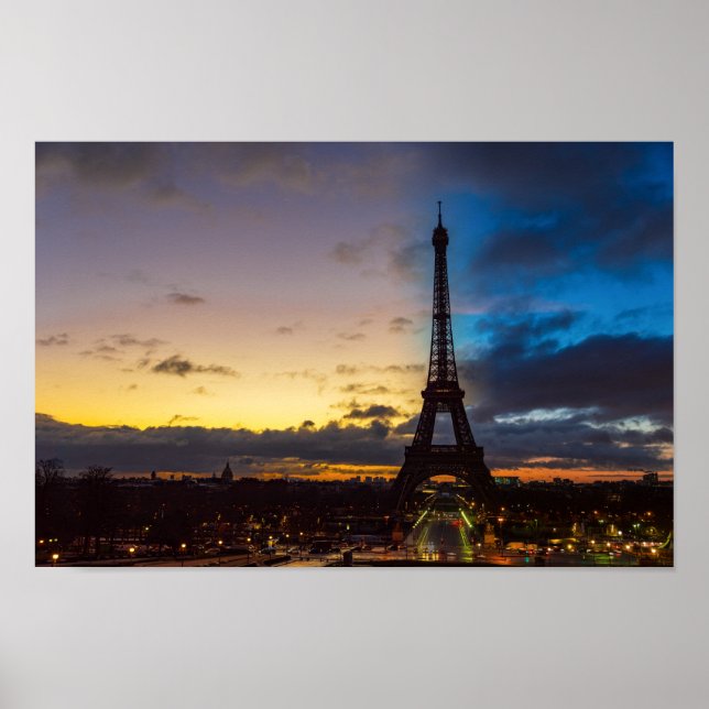 Night to Day over Eiffel tower from Trocadero Poster (Front)