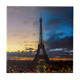 Night to Day over Eiffel tower from Trocadero Tile