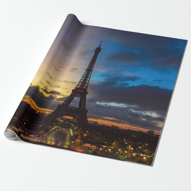 Night to Day over Eiffel tower from Trocadero Wrapping Paper (Unrolled)
