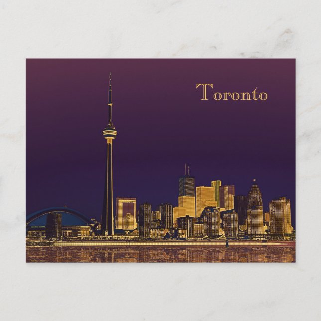 Night Toronto skyline postcard (Front)