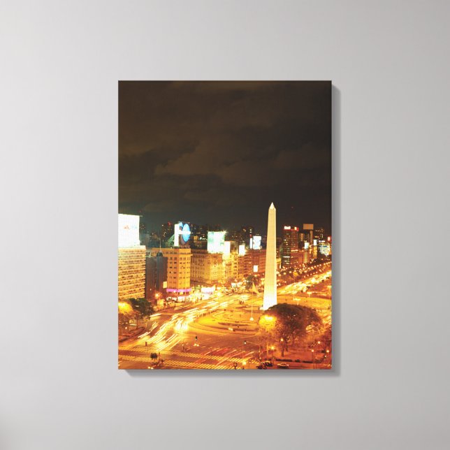 Night Traffic And Monument Canvas Print (Front)