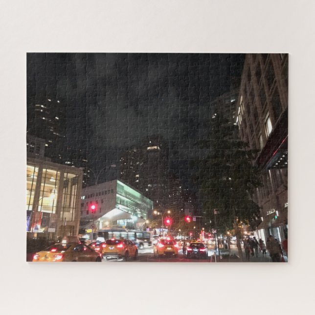 Night Traffic at Lincoln Centre New York City NYC Jigsaw Puzzle (Horizontal)