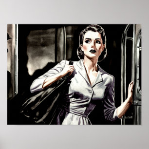 Night Train Poster Print Wall Art Noir 1940s retro