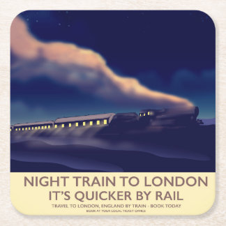 Night Train To London. Square Paper Coaster