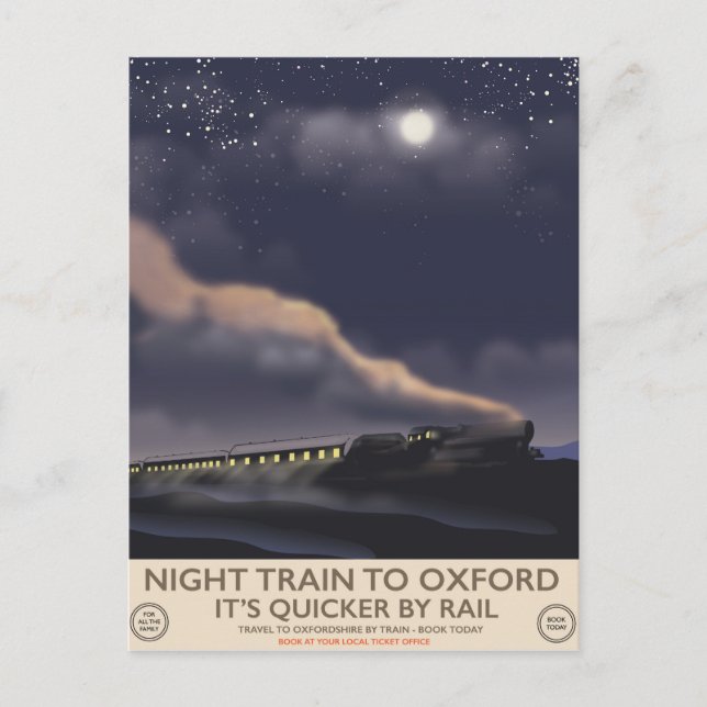 Night train to Oxford Postcard (Front)