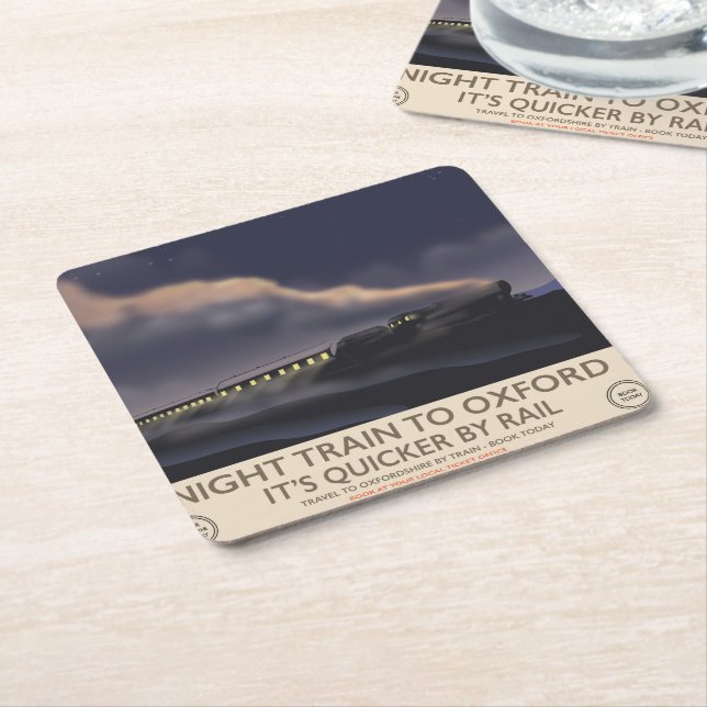 Night train to Oxford Square Paper Coaster (Angled)