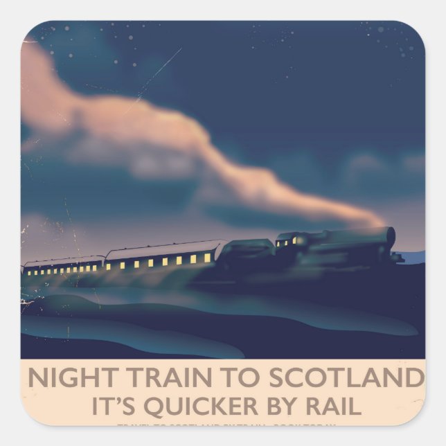 Night train to Scotland Square Sticker (Front)