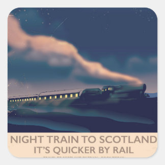 Night train to Scotland Square Sticker