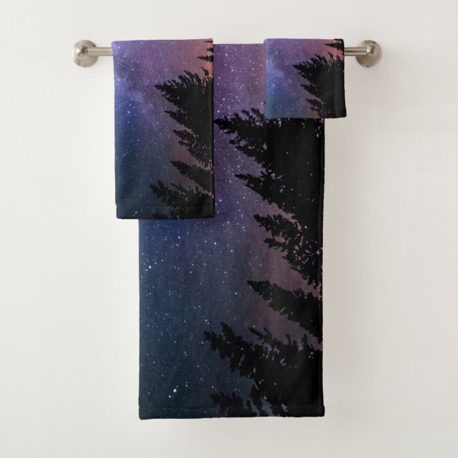 Night Trees and Stars Artwork | Towel Set (Insitu)