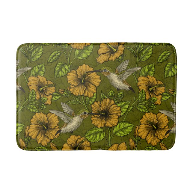Night tropical garden yellow and green bath mat (Front)