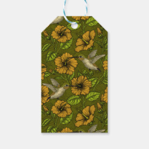 Night tropical garden yellow and green gift tags