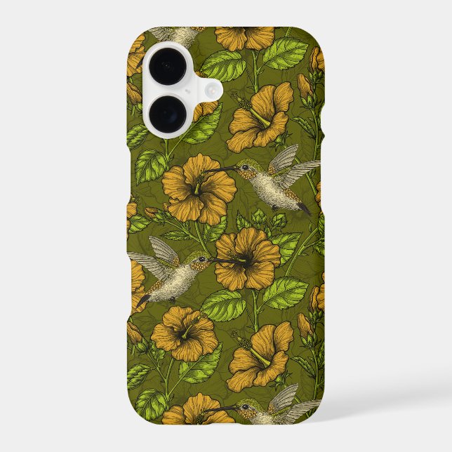 Night tropical garden yellow and green iPhone case (Back)
