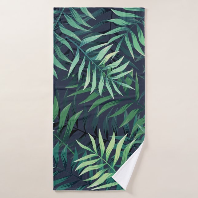 Night tropical leaves bath towel (Bath Towel)