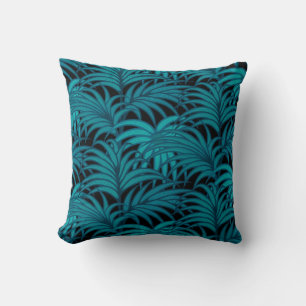 Night tropical palm leaves cushion