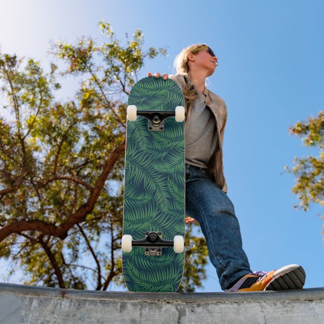Night Tropical Palm Leaves Skateboard (Outdoor 1)