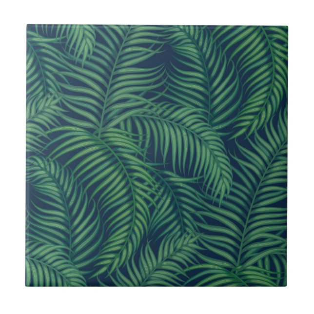 Night tropical palm leaves tile (Front)
