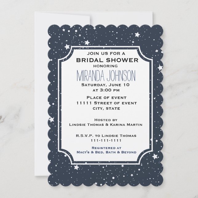 Night Under the Stars Bridal Shower Invitation (Front)