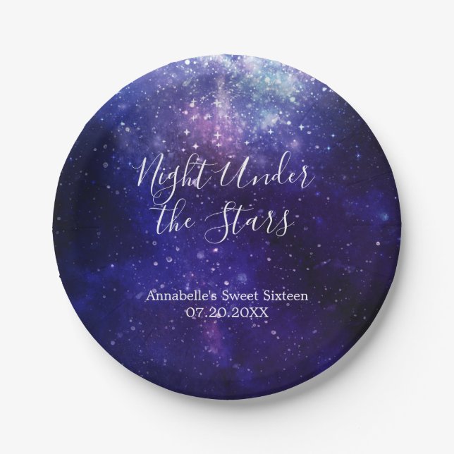 Night Under the Stars Galaxy Paper Plate (Front)