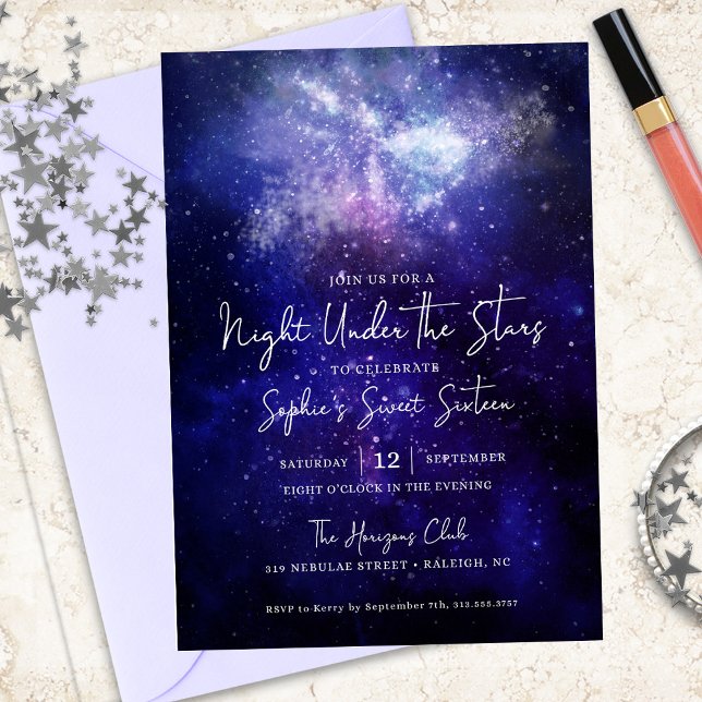 Night Under the Stars Galaxy Sweet 16 Invitation (Creator Uploaded)