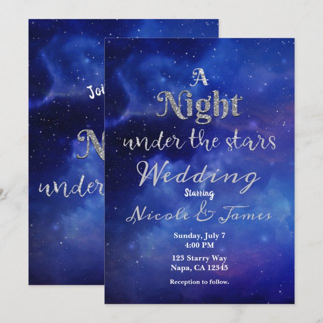 Night Under the Stars Starry Sky Celestial Wedding Invitation (Front/Back)
