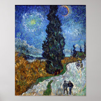 night - Van Gogh - Country road in Provence Poster