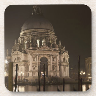 Night view across water of San Giorgio Maggiore Coaster