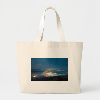 Night View Aso Night Sea Of Clouds Japan Kumamoto Large Tote Bag