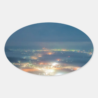 Night View Aso Night Sea Of Clouds Japan Kumamoto Oval Sticker