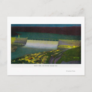 Night View, Grand Coulee Dam Postcard