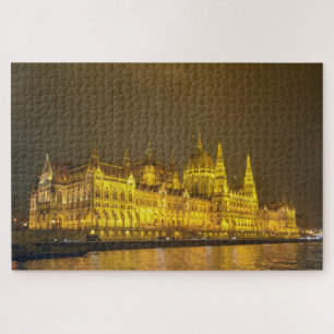 Night View, Hungarian Parliament, Budapest Hungary Jigsaw Puzzle