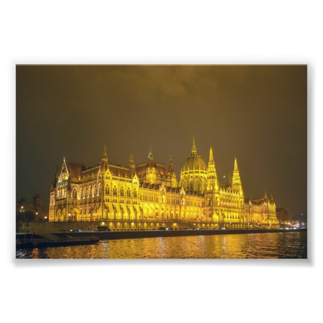 Night View, Hungarian Parliament, Budapest Hungary Photo Print (Front)