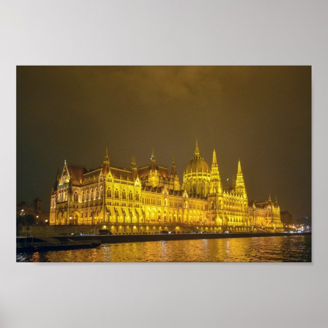 Night View, Hungarian Parliament, Budapest Hungary Poster (Front)